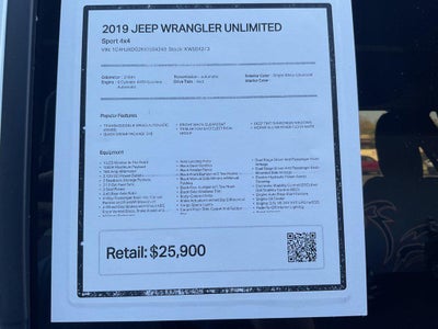 2019 Jeep Wrangler Unlimited Sport 4x4