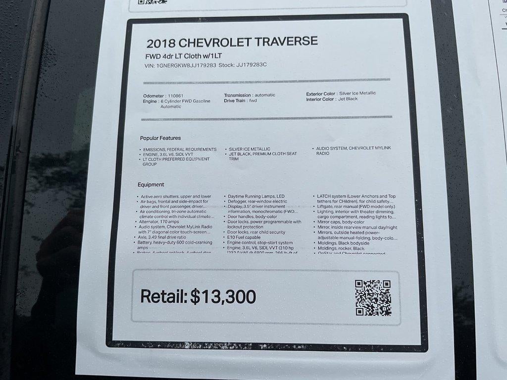 2018 Chevrolet Traverse FWD 4dr LT Cloth w/1LT