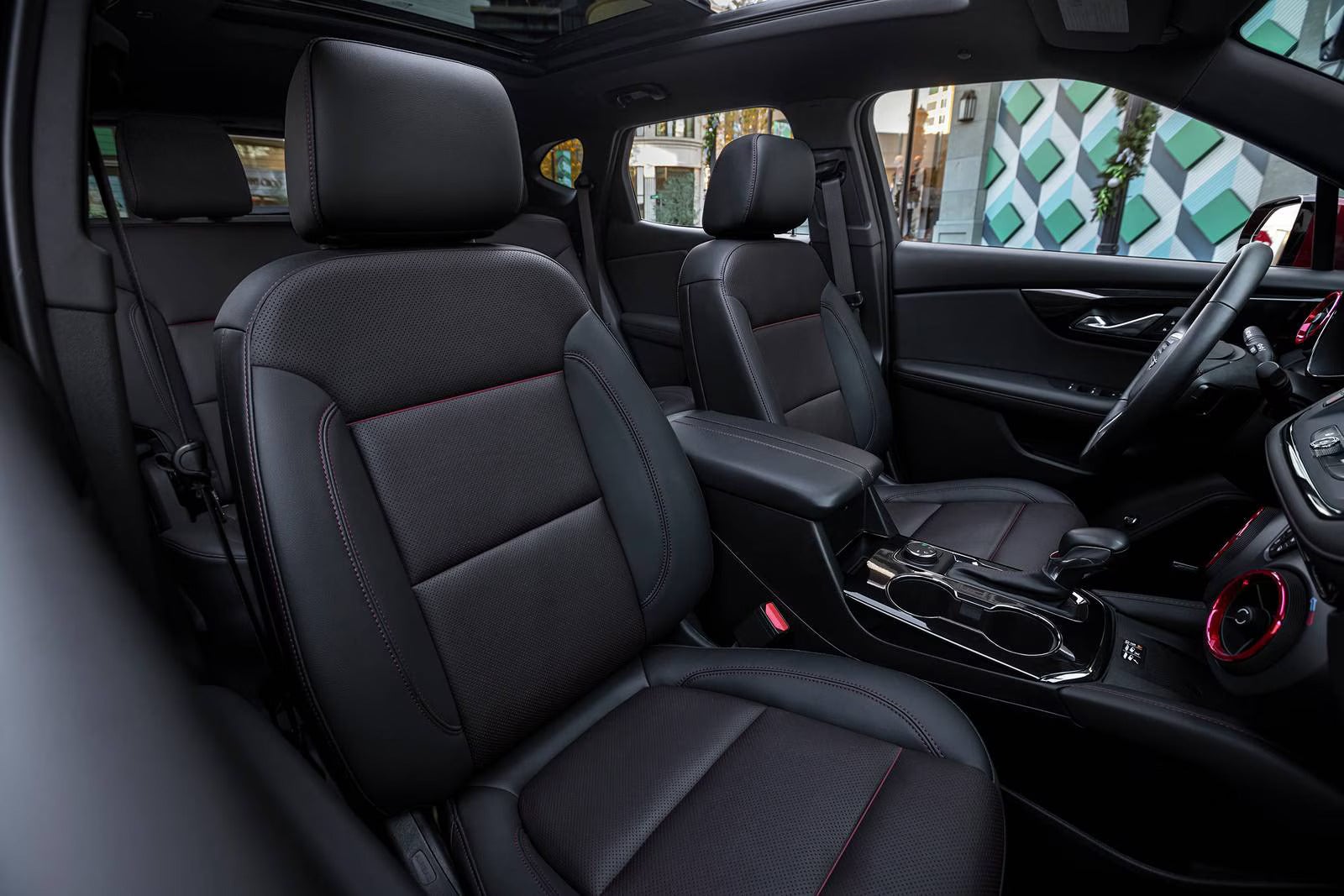 black leather front seats in a 2025 chevy blazer