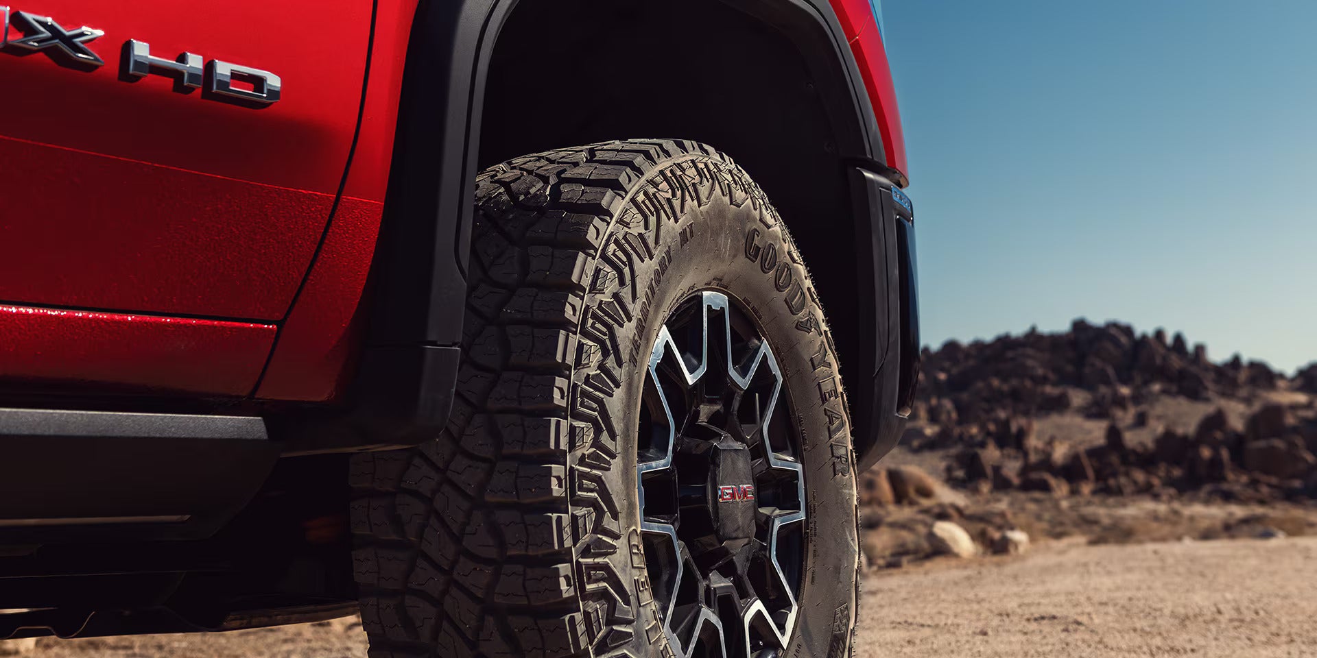 the passenger front tire of a sierra hd