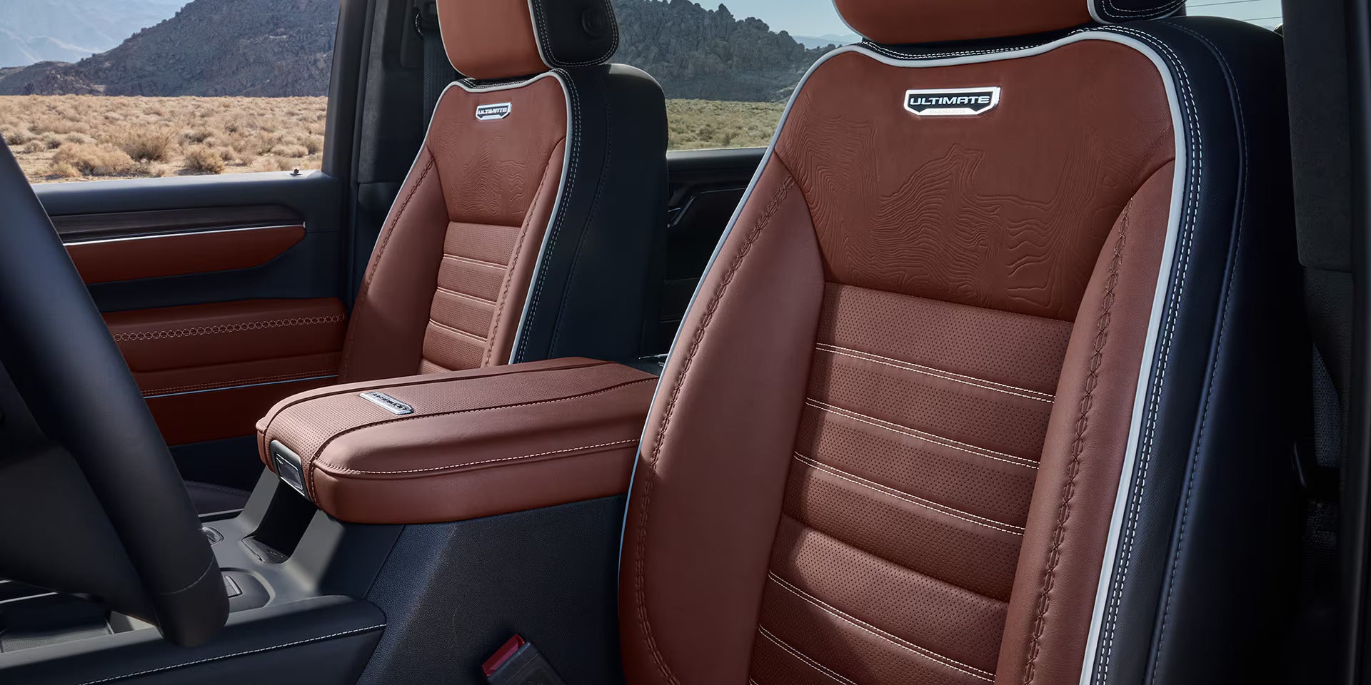 a dark tan interior in the 2025 sierra hd