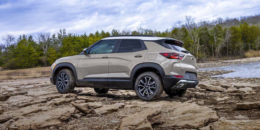 2026 chevy trailblazer parked on a rocky terrain near water